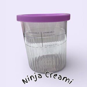 Ninja Creami Ice Cream Container, Purple Lid, 24 ounces